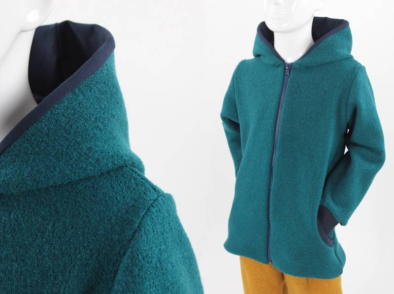 Kinder-Merinowollwalkjacke Smaragdgrün von fuxandfriends