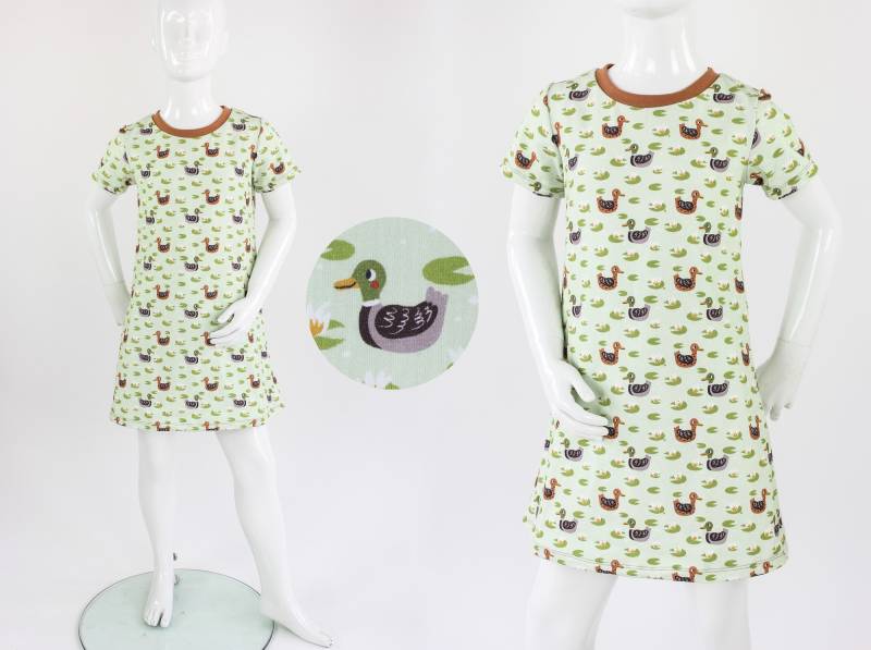 Kinder-Shirtkleid Hellgrün Mit Enten von fuxandfriends