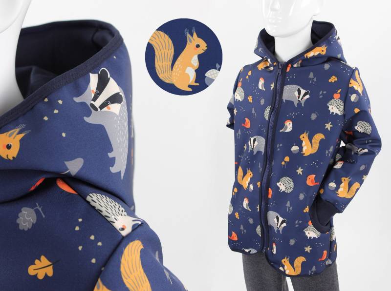 Kinder-Softshelljacke Dunkelblau Mit Waldfreunden von fuxandfriends