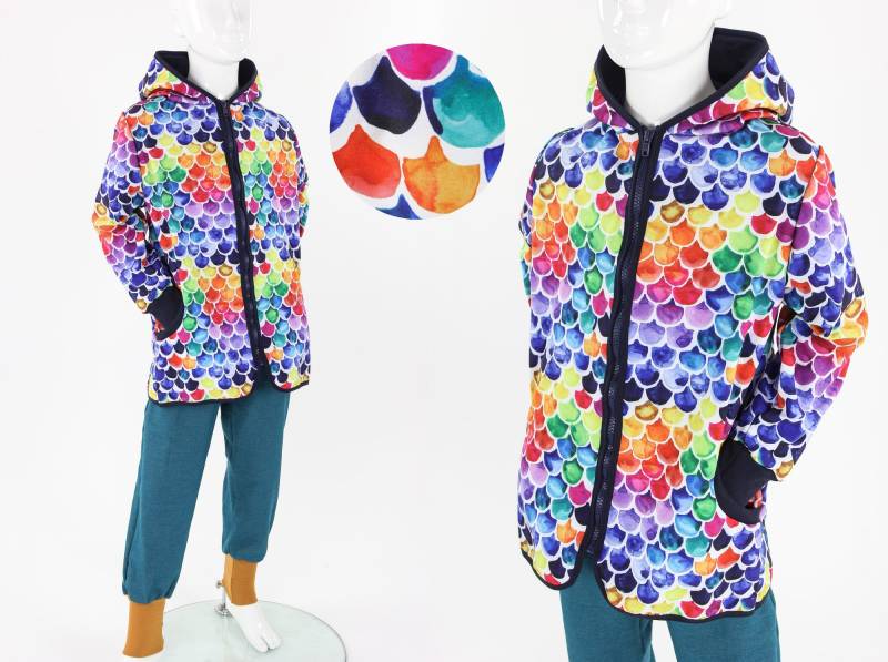 Kinder-Softshelljacke Mit Buntem Schuppenmuster von fuxandfriends