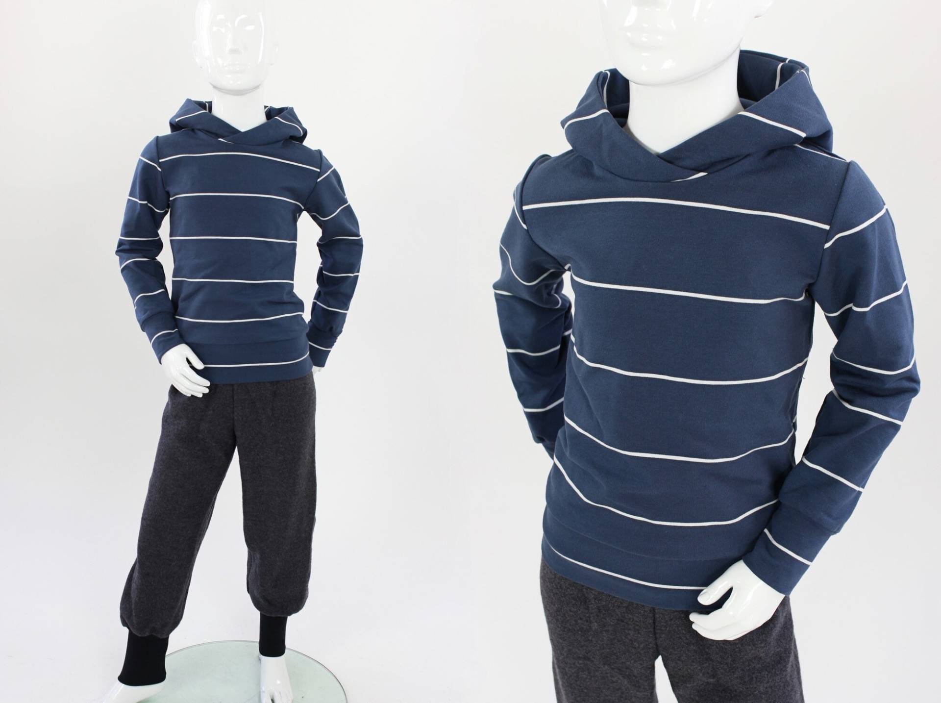 Kinder-Sommerpulli Aus French Terry Blau Mit Streifen von fuxandfriends