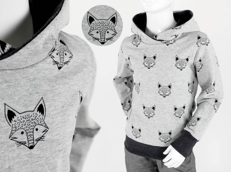 Kinder-Sommerpulli Grau Meliert Mit Füchsen von fuxandfriends