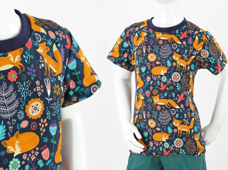 Kinder-T-Shirt Blau Mit Mohnfüchsen von fuxandfriends