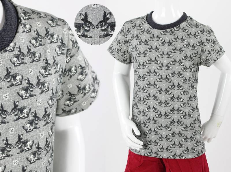 Kinder-T-Shirt Grau Mit Hasen von fuxandfriends