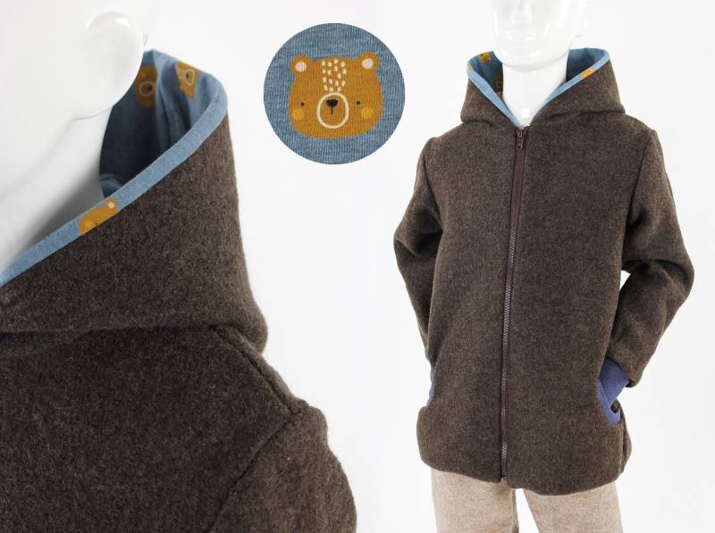 Kinder-Wolljacke Braun Mit Bären von fuxandfriends