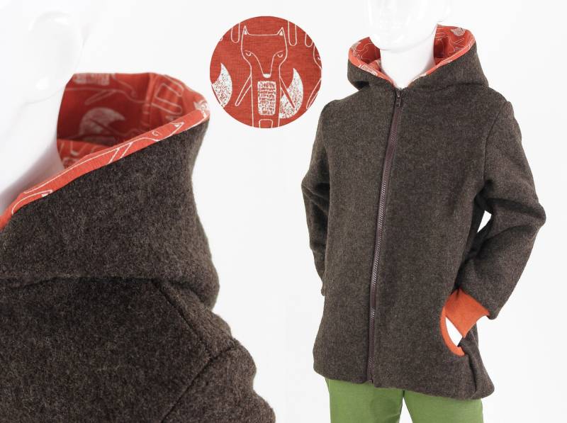Kinder-Wolljacke Braun Mit Füchsen von fuxandfriends