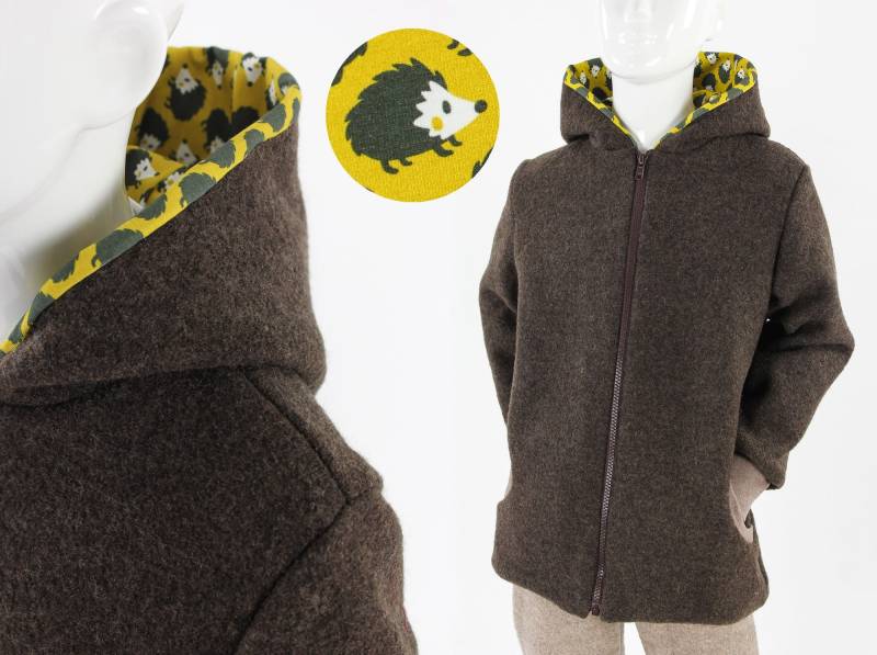 Kinder-Wolljacke Braun Mit Igeln von fuxandfriends