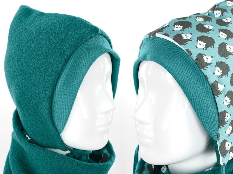 Kinder-Wollmütze Zum Wenden Smaragdgrün Mit Igeln von fuxandfriends