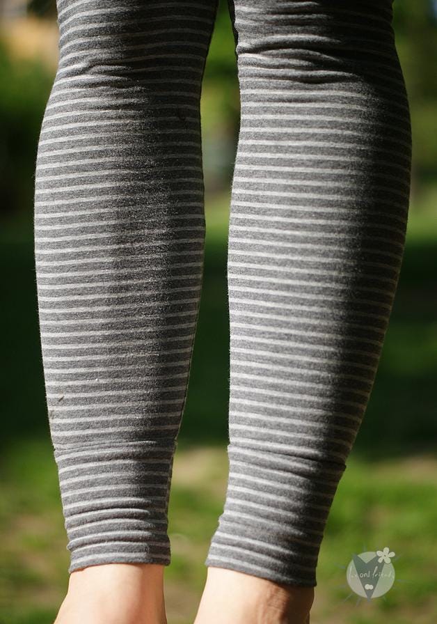 Legging Hellgrau Gestreift von fuxandfriends
