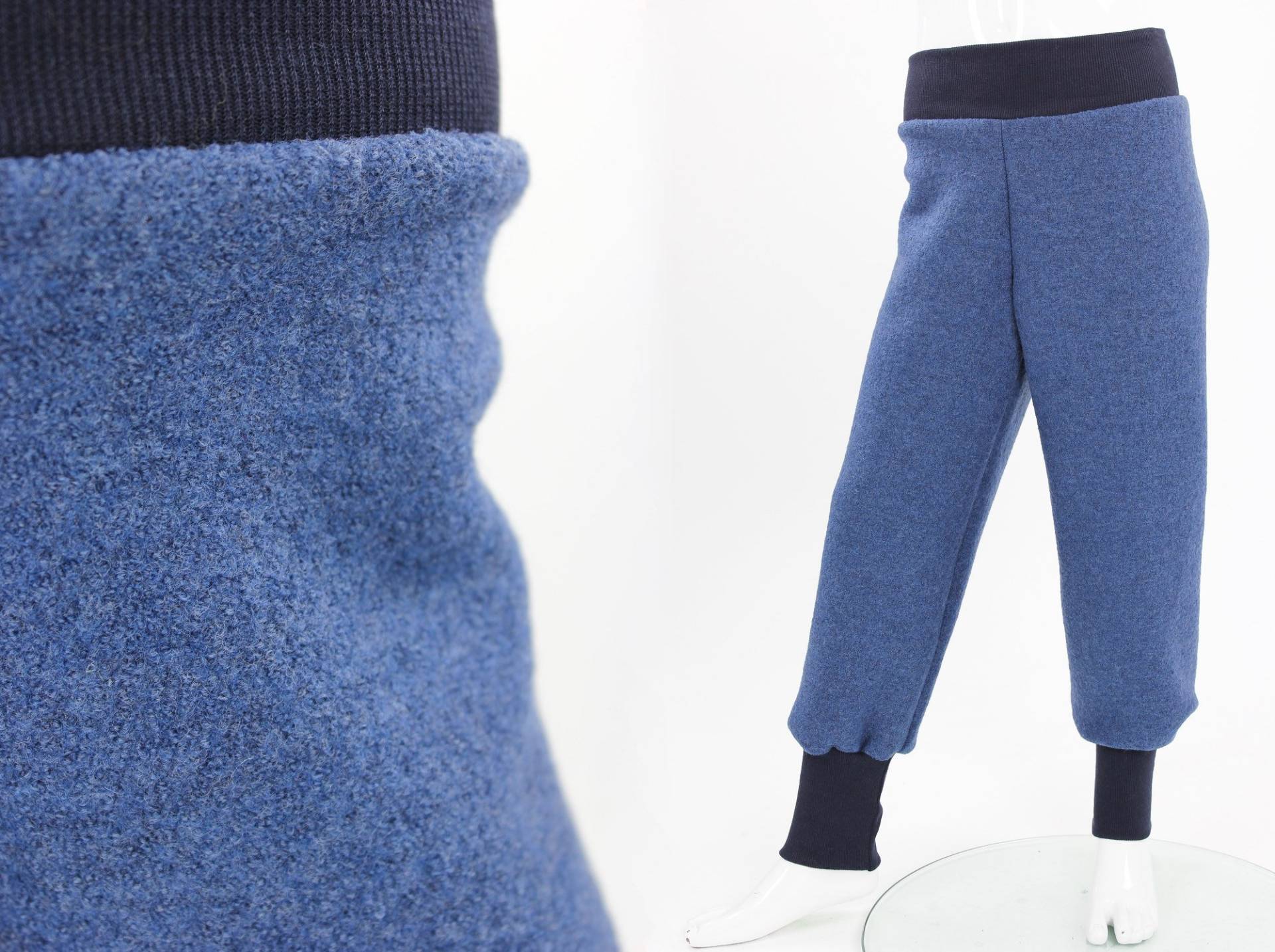 Merino-Wollhose Mit Mitwachsbündchen Blau Merino-Wollhose Mit Mitwachsbündchen Blau von fuxandfriends