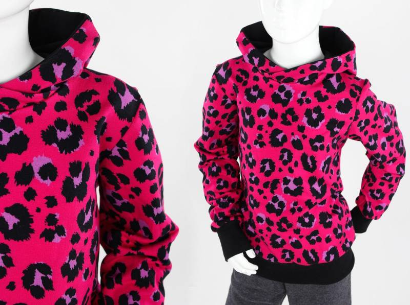 Mitwachsender Kinderpulli Pink Mit Leopardenmuster von fuxandfriends