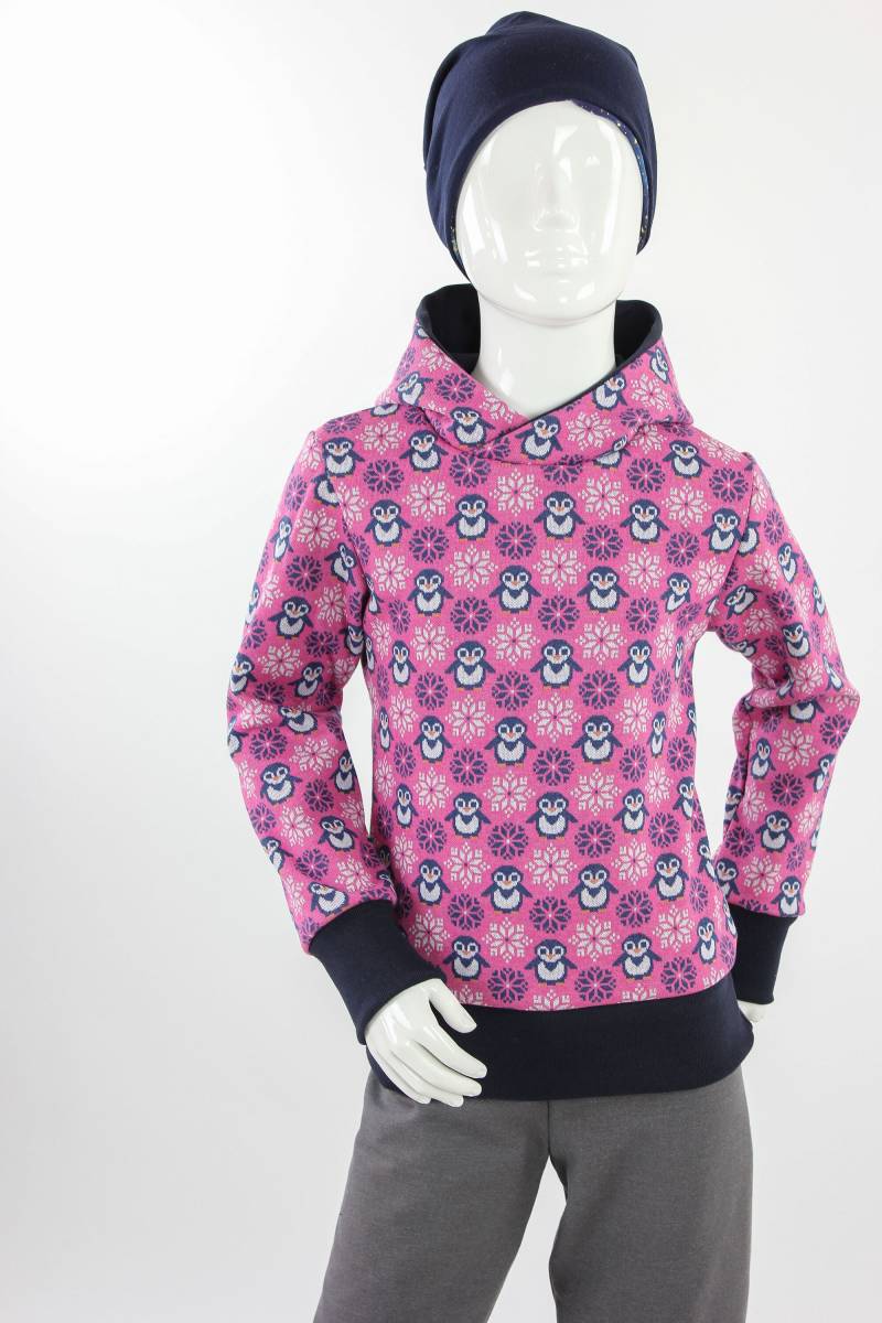 Sale 134/140 Kinder-Kapuzenpulli Aus Jacquard-Jersey Mit Pinguinen Und Schneeflocken Pink von fuxandfriends