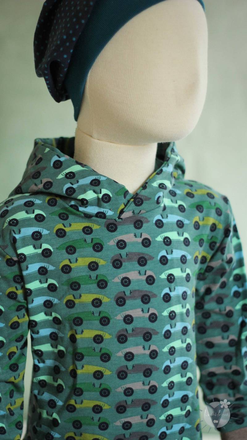 Sale 74/80 - Achtung | Abweichend Vom Bild Dunkelblaue Bündchen Kapuzenpulli, Sommerpulli, Kinder-Hoodie Aus Öko-Jersey, Wächst Lange Mit von fuxandfriends