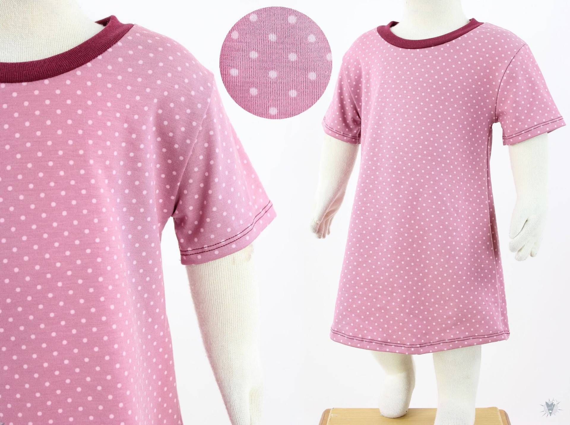 Sale 74/80 Kinder-Shirtkleid Mit Punkten Auf Rosa von fuxandfriends