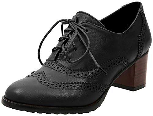 Damen Vintage Klassisch Brogue Oxfords Schuhe Lace up PU Leder Kleid Schuhe Chunky Heel Mittler Blockabsatz Stiefeletten Pumps 3 Farben 35-43 Damen Vintage Klassisch Brogue Oxfords Schuhe Lace up PU Leder Kleid Schuhe Chunky Heel Mittler Blockabsatz Stiefeletten Pumps 3 Farben 35-43 von fuxinhe
