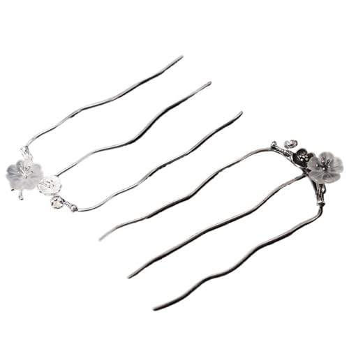 Haarstab, Haarstab for langes Haar, Haarstab for Dutts, 925 Silber Haargabeln for Frauen Kristall Pflaumenblüten Haar von fwqnvSI