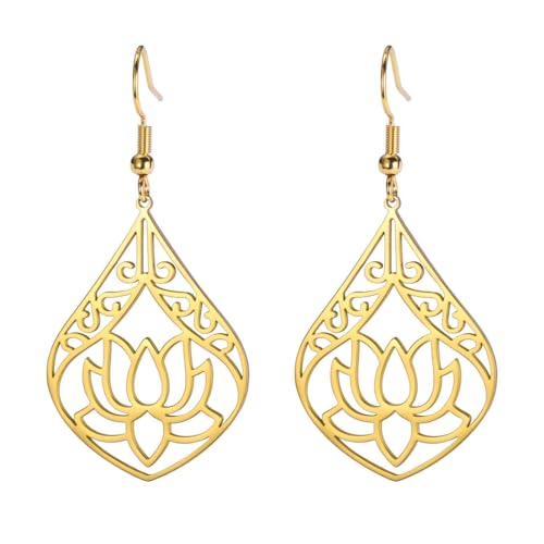 Accessoires Mode Wassertropfenform Lotus Anhänger Edelstahl Ohrringe Accessoires Mode Wassertropfenform Lotus Anhänger Edelstahl Ohrringe von fycouyee