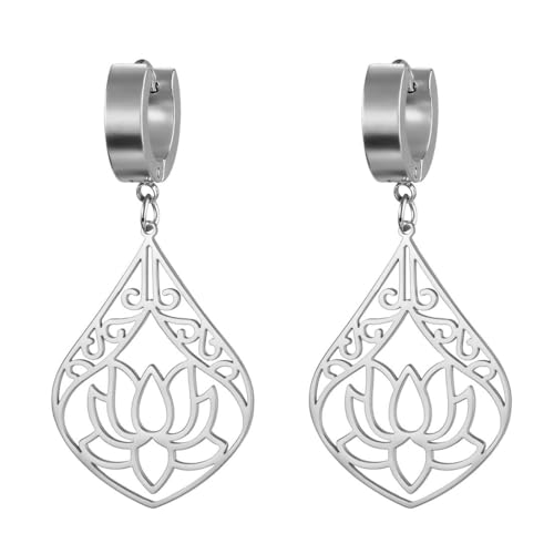Accessoires Mode Wassertropfenform Lotus Anhänger Edelstahl Ohrringe Accessoires Mode Wassertropfenform Lotus Anhänger Edelstahl Ohrringe von fycouyee