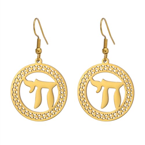 Chai Symbol Damen Stern von David Anhänger Edelstahl Ohrringe von fycouyee