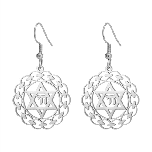 Chai Symbol Damen Stern von David Anhänger Edelstahl Ohrringe von fycouyee