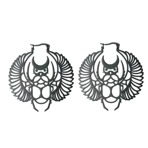 Creolen Ohrringe Altägyptisch hohl Gold Käfer Persönlichkeit Edelstahl von fycouyee