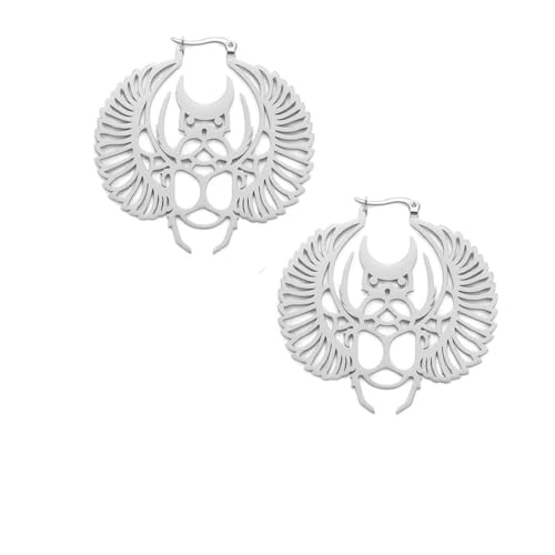 Creolen Ohrringe Altägyptisch hohl Gold Käfer Persönlichkeit Edelstahl von fycouyee