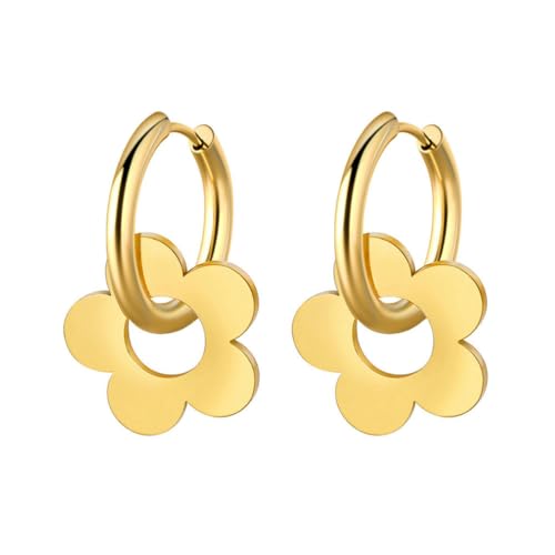 Edelstahl Herz Blume Ohrringe Statement Schmuck Edelstahl Herz Blume Ohrringe Statement Schmuck von fycouyee