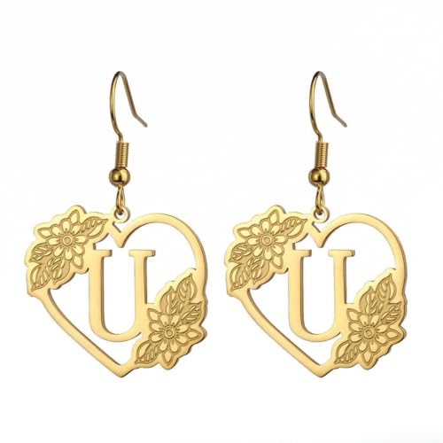 Herz Anhänger Damen Ohrringe Buchstabe Tropfen Ohrringe Edelstahl Schmuck von fycouyee