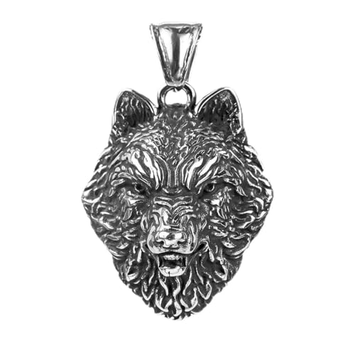 Hip Hop Necklace Vintage Viking Wolf Head Zhi man Stainless Steel Necklace Jewelry von fycouyee