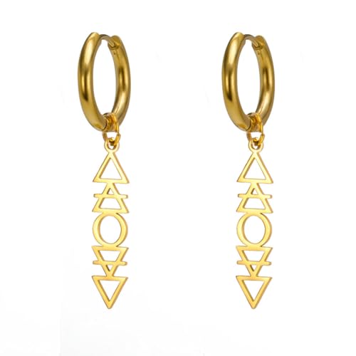 Hollow Balance Ohrringe aus Edelstahl mit vier Elementen Anhänger von fycouyee