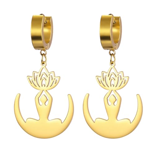 Lotus Puppe Anhänger Damen Modeschmuck Edelstahl Ohrringe von fycouyee