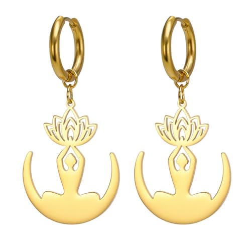 Lotus Puppe Anhänger Damen Modeschmuck Edelstahl Ohrringe von fycouyee