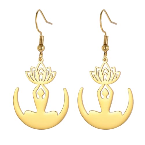 Lotus Puppe Anhänger Damen Modeschmuck Edelstahl Ohrringe von fycouyee