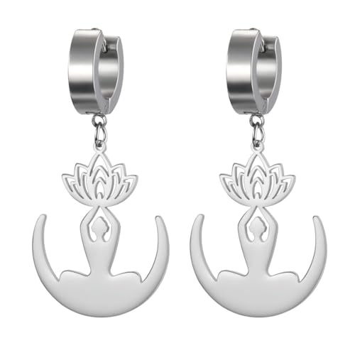 Lotus Puppe Anhänger Damen Modeschmuck Edelstahl Ohrringe von fycouyee
