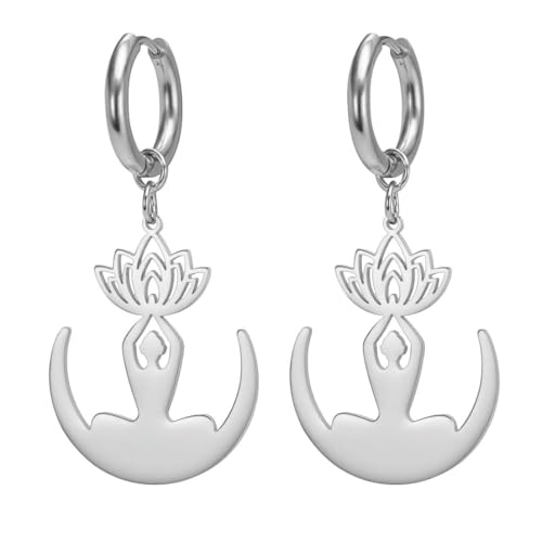 Lotus Puppe Anhänger Damen Modeschmuck Edelstahl Ohrringe von fycouyee