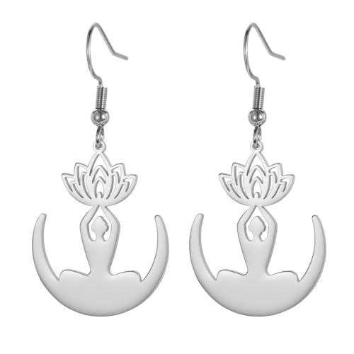 Lotus Puppe Anhänger Damen Modeschmuck Edelstahl Ohrringe von fycouyee