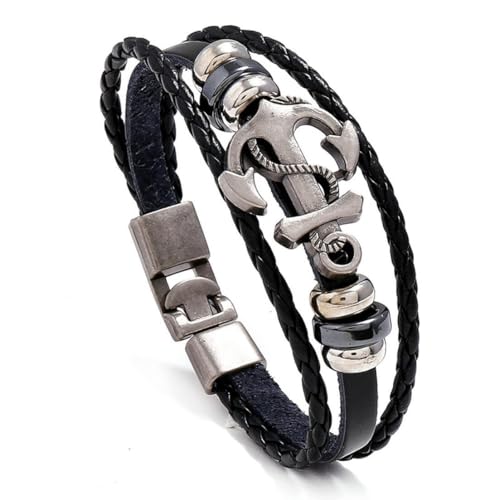 Mehrschichtiges gewebtes Boot Anker Leder Armband Mode Vintage Männer und Frauen von fycouyee