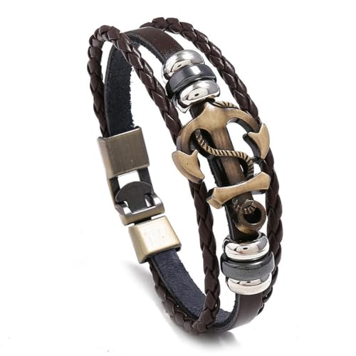 Mehrschichtiges gewebtes Boot Anker Leder Armband Mode Vintage Männer und Frauen von fycouyee