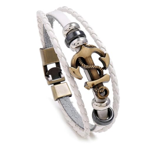 Mehrschichtiges gewebtes Boot Anker Leder Armband Mode Vintage Männer und Frauen von fycouyee