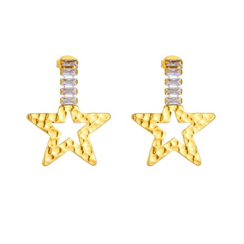 Mode Ohrstecker unregelmäßige Stern Tropfen Ohrringe Titan Stahl Accessoire von fycouyee