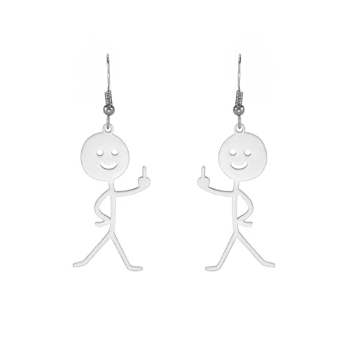 Mode Persönlichkeit süßer Mann Anhänger Edelstahl Ohrringe von fycouyee