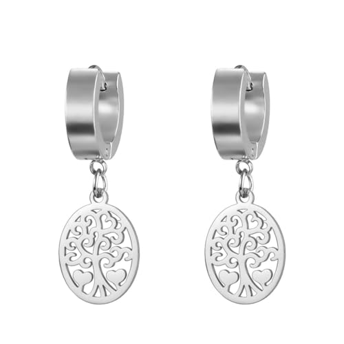 Mode durchbrochener Baum hohle Liebe ovalen Anhänger Edelstahl Ohrringe Mode durchbrochener Baum hohle Liebe ovalen Anhänger Edelstahl Ohrringe von fycouyee