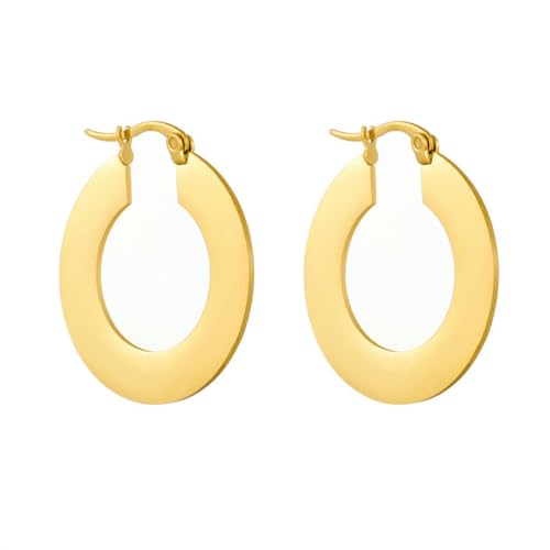 Modepersönlichkeit runde glänzende geometrische Ohrringe aus Edelstahl von fycouyee