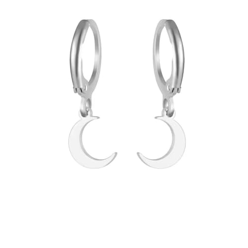 Mond Stern Tropfen Ohrringe Damen Gold Edelstahl Creolen Modeschmuck von fycouyee