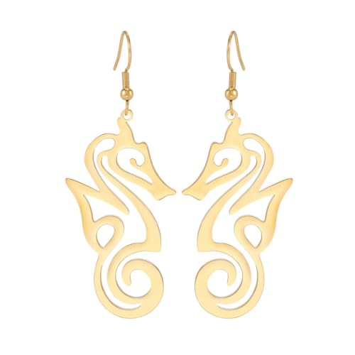 Niedliche Tier-Seepferdchen-förmige Edelstahl-Ohrhänger Niedliche Tier-Seepferdchen-förmige Edelstahl-Ohrhänger von fycouyee