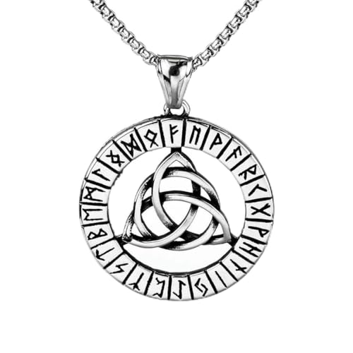 Nordic stainless steel man ring Viking rune personality Celtic knot necklace von fycouyee