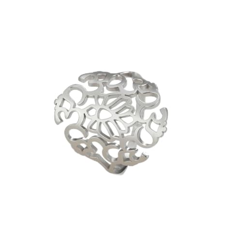 Om Symbol Yoga Lotus Ring Damen Herren Edelstahl Amulett Vintage Schmuck von fycouyee
