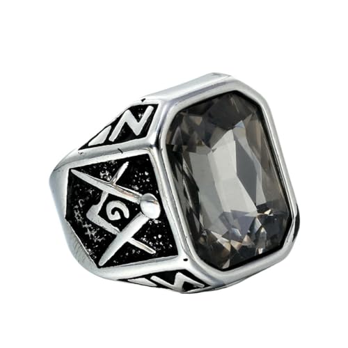 Persönlichkeit Mehrfarbig Edelstein Ring Punk Freimaurer Edelstahl von fycouyee