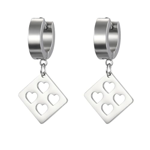 Quadratische hohle Liebesanhänger Ohrringe aus Edelstahl Quadratische hohle Liebesanhänger Ohrringe aus Edelstahl von fycouyee