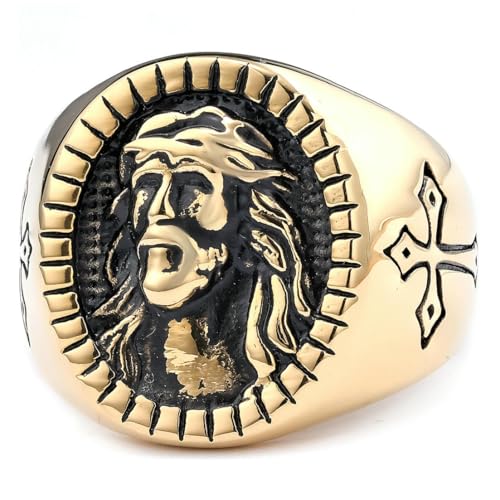 Ringe Edelstahl Glaubenskreuz Porträts Köpfe Formen Männer und Frauen von fycouyee